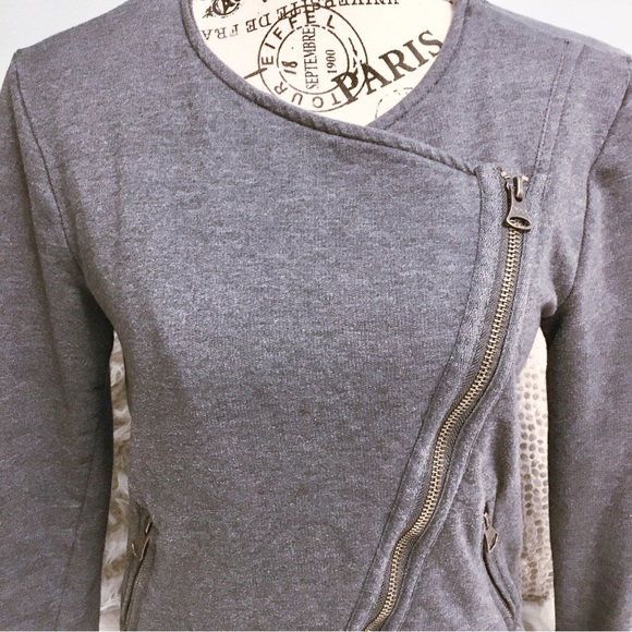 Banana Republic Zip Up Sweatshirt Moto Jacket in Charcoal Grey Size XS - Picture 7 of 16